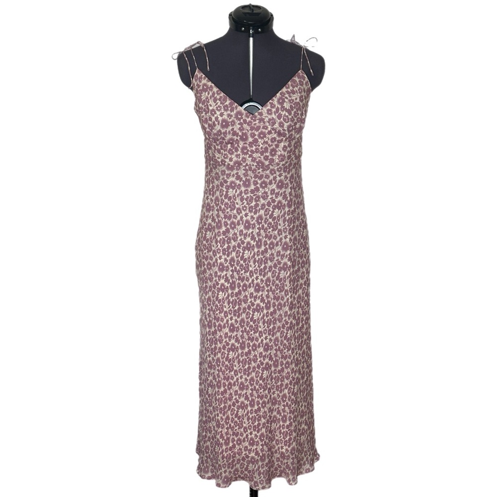 J. Crew Mauve Floral Slip Midi Dress